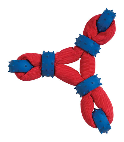 Emery Jensen Tug Spike 6-Rings dog toy with durable rubber rings for chewing and playing.