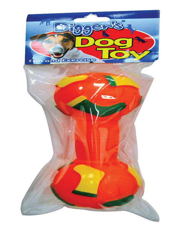 Emery Jensen vinyl pet dog toy dumbbells, durable and colorful rubber chew toys for dogs.