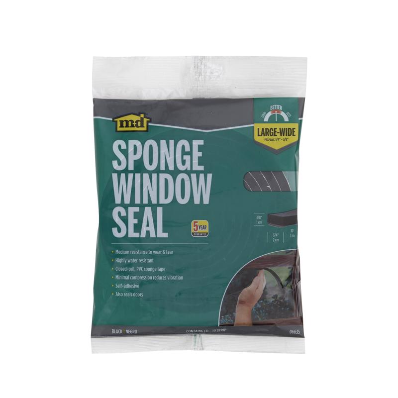 Emery Jensen black door and window weatherstrip, 3/8 inch by 3/4 inch by 10 feet, for sealing gaps and weatherproofing.