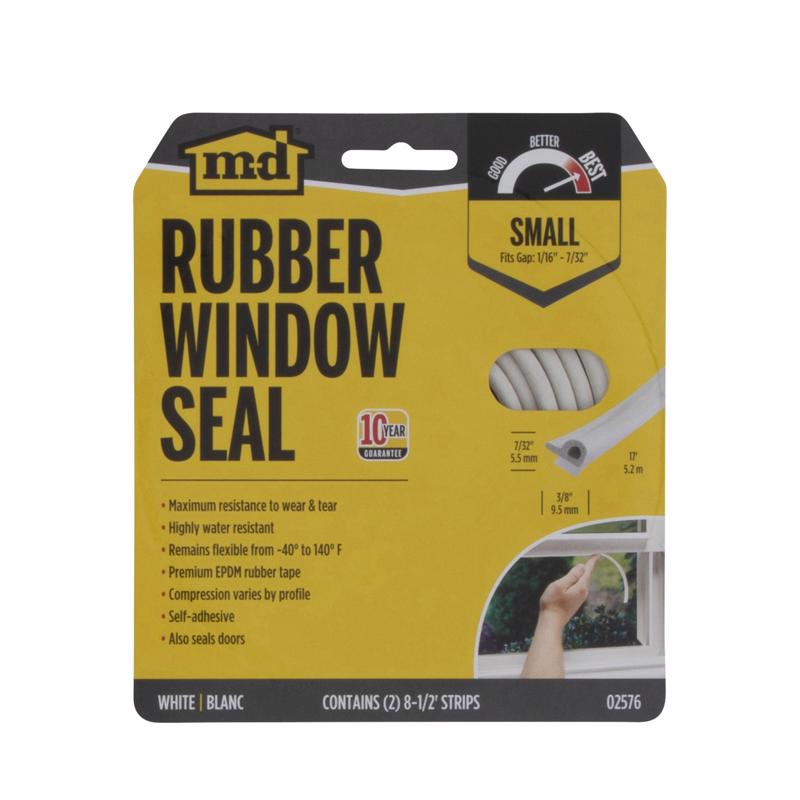 Emery Jensen All Clima weatherstrip for doors and windows, 17-foot white weather seal to prevent drafts and improve insulation.