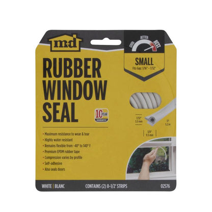 Emery Jensen All Clima weatherstrip for doors and windows, 17-foot white weather seal to prevent drafts and improve insulation.
