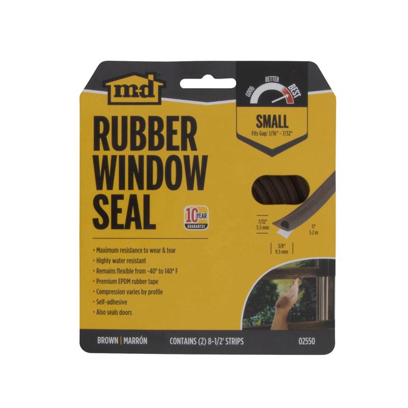 Emery Jensen ALL CLIM WS "P" 17' brown door and window weatherstrip installed on a door frame for sealing.
