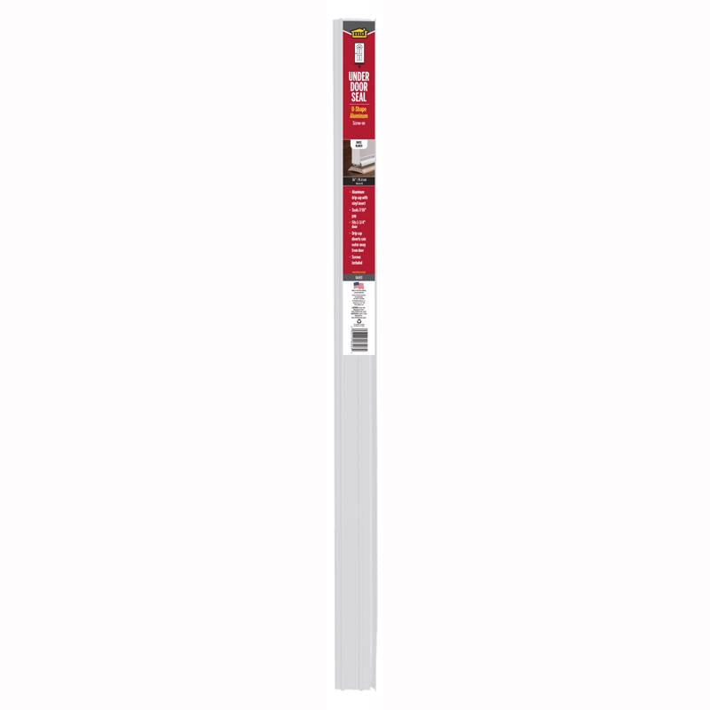 Emery Jensen bottom door weatherstrip, DRPCAP36U, white, for sealing gaps under doors to prevent drafts.