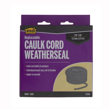 Gray foam caulk cord weatherstrip for doors and windows by Emery Jensen, shown in an image.
