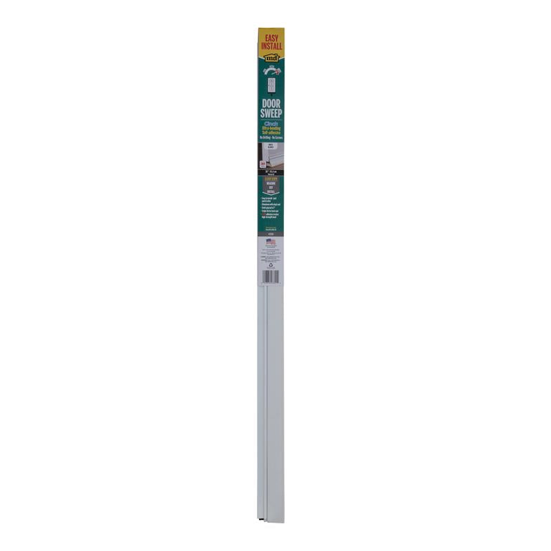White CINCH door bottom weatherstrip by Emery Jensen, 36-inch length, designed to seal gaps at the bottom of doors.