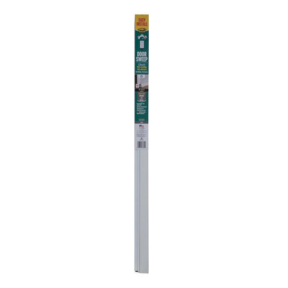 White CINCH door bottom weatherstrip by Emery Jensen, 36-inch length, designed to seal gaps at the bottom of doors.