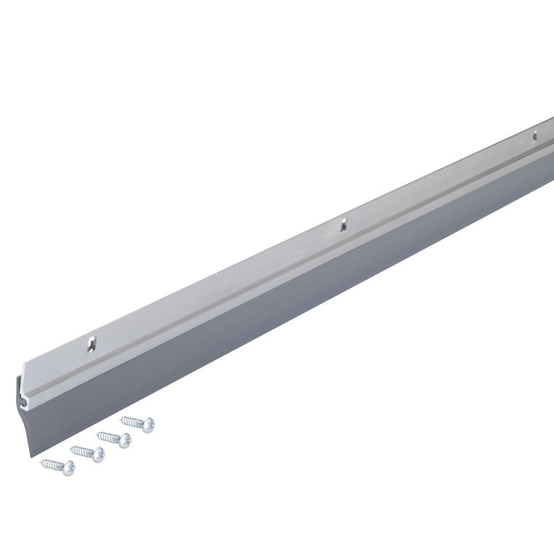 Aluminum door sweep by Emery Jensen, 36-inch weatherstrip for sealing gaps at the bottom of doors or windows.