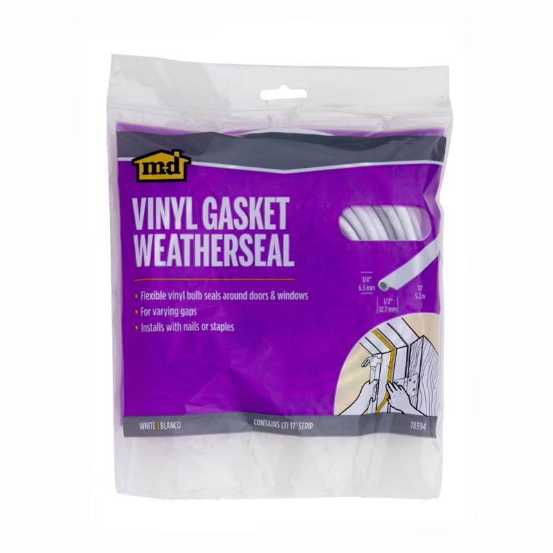 Emery Jensen door and window weatherstrip gasket in white, designed for sealing gaps and improving insulation.