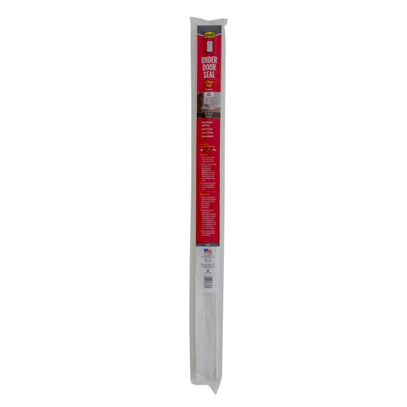 Emery Jensen L-shaped white bottom weatherstrip for doors and windows, 36 inches, flexible seal for weather protection.
