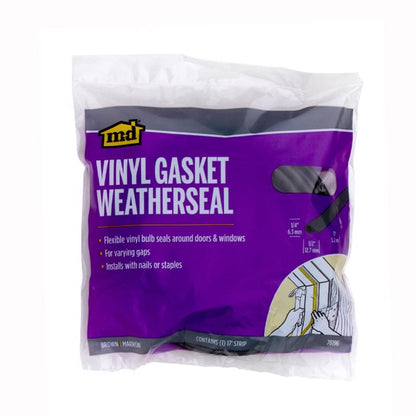 Vinyl gasket weatherstrip for doors and windows, Emery Jensen 17-foot length, durable seal for weatherproofing.