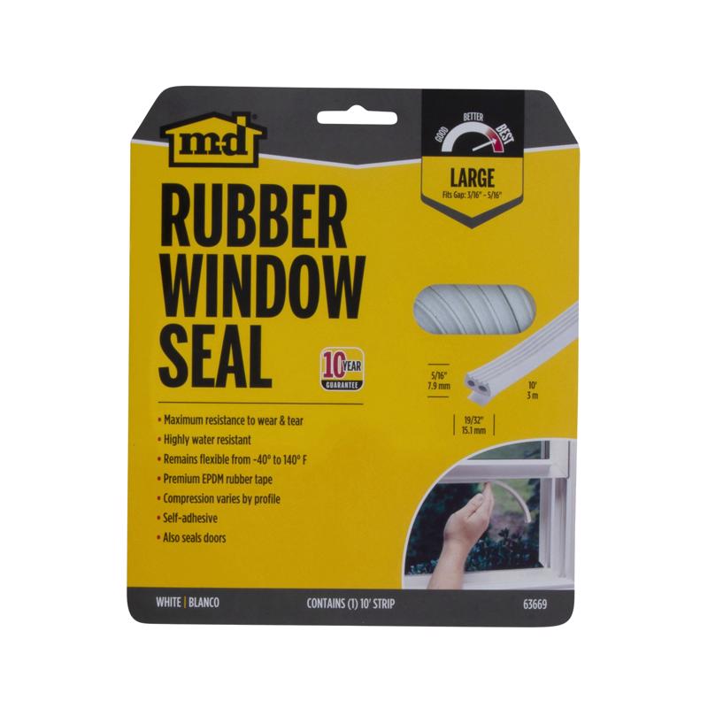 Emery Jensen 10-foot white door and window weatherstrip for sealing gaps and improving energy efficiency.