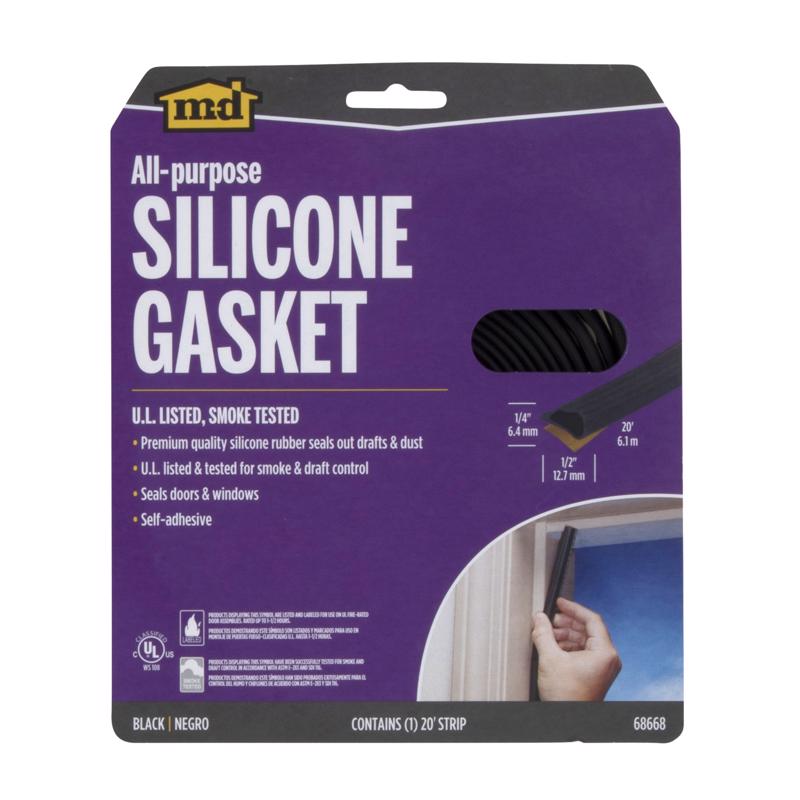 Black Emery Jensen 20-inch door and window weatherstrip ensuring a secure seal for doors and windows.