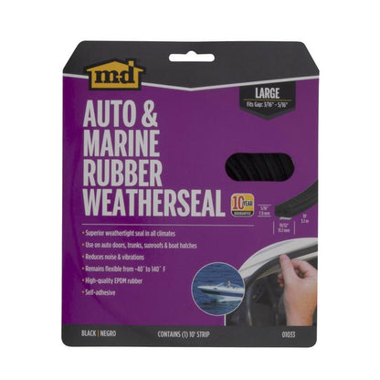 Emery Jensen 10-foot rubber weatherstrip for doors and windows, flexible seal to prevent drafts and improve insulation.