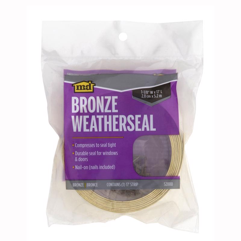 Emery Jensen WTHRSEAL ALM BRNZ 204-inch door and window weatherstrip, bronze-colored sealing strip for weatherproofing.