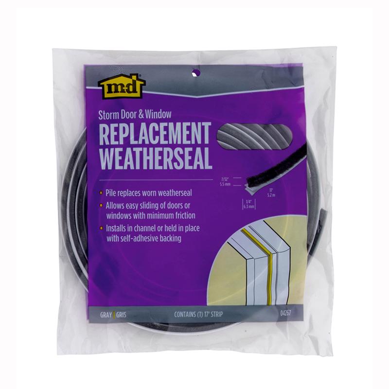 Emery Jensen gray door and window weatherstrip, 204-inch pile strip for sealing gaps and improving insulation.