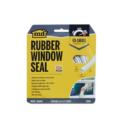 White rubber door and window weatherstrip tape by Emery Jensen for sealing gaps and improving insulation.