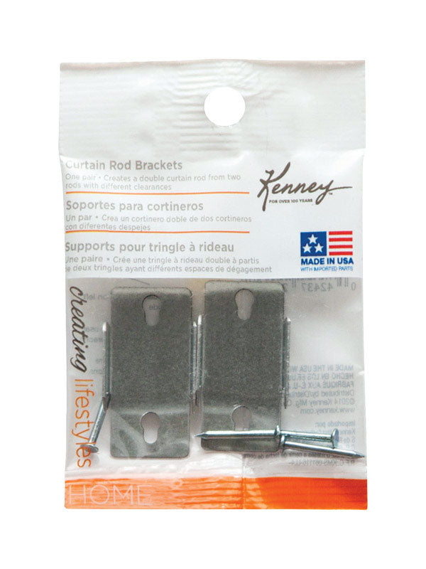 Emery Jensen double curtain rod bracket for drapery accessories, wall-mounted support for curtain rods, black metal finish.