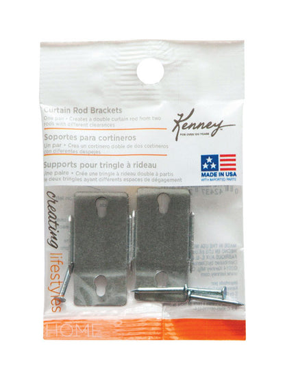 Emery Jensen double curtain rod bracket for drapery accessories, wall-mounted support for curtain rods, black metal finish.