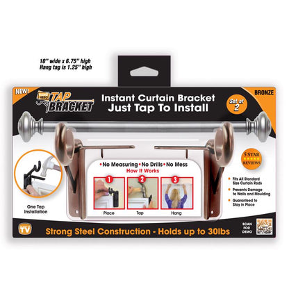 Emery Jensen curtain tap bracket in bronze, drapery accessory for securing curtains to wall or window frame.