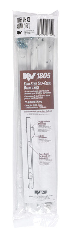 Emery Jensen Euro400mm White Drawer Slide, a sturdy metal roller for smooth drawer opening and closing.