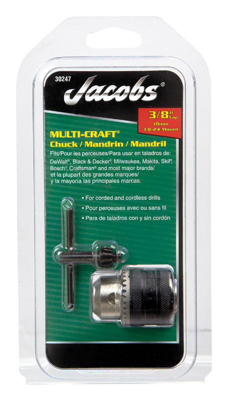 Emery Jensen Chuck 3/8" drill accessory, versatile drill chuck for power tools, suitable for various drilling applications.