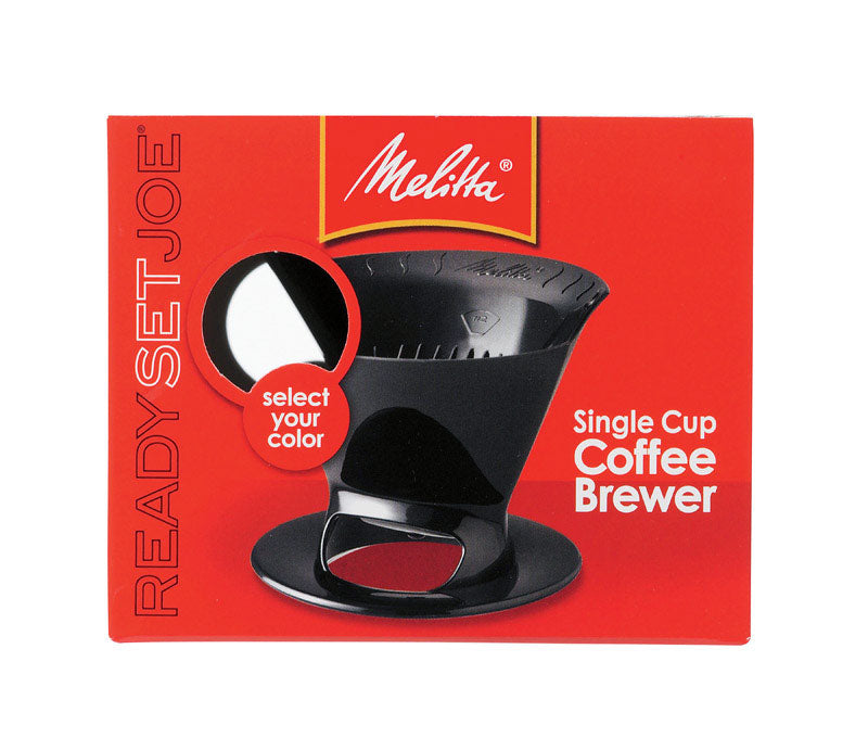 Black Emery Jensen drip coffee maker for 1 cup, compact design, ideal for brewing fresh coffee quickly.