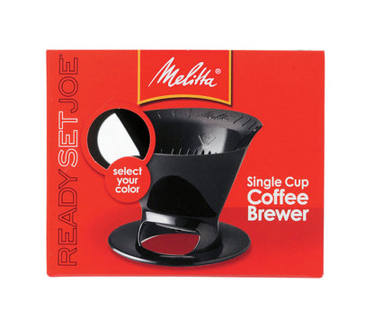 Black Emery Jensen drip coffee maker for 1 cup, compact design, ideal for brewing fresh coffee quickly.