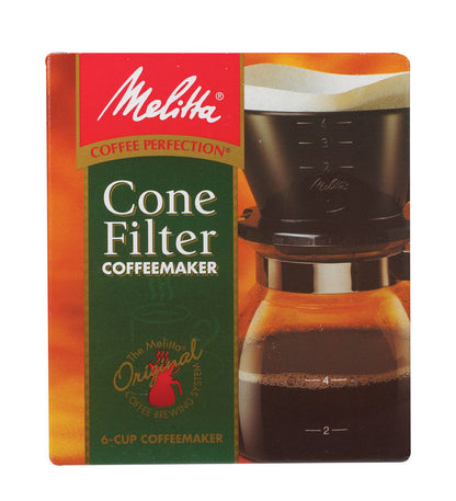 Emery Jensen drip coffee maker for 2-6 cups, with glass carafe and control panel, ideal for brewing fresh coffee at home.