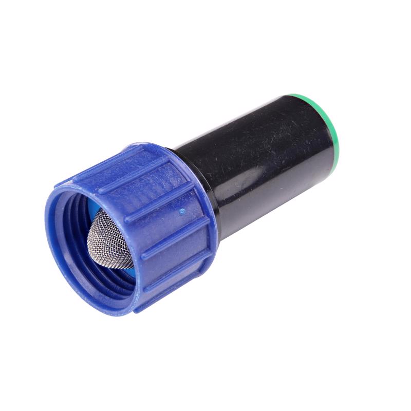 Emery Jensen drip irrigation adapter 3/4 inch to 1/2 inch, used for connecting garden drip systems and irrigation hoses.