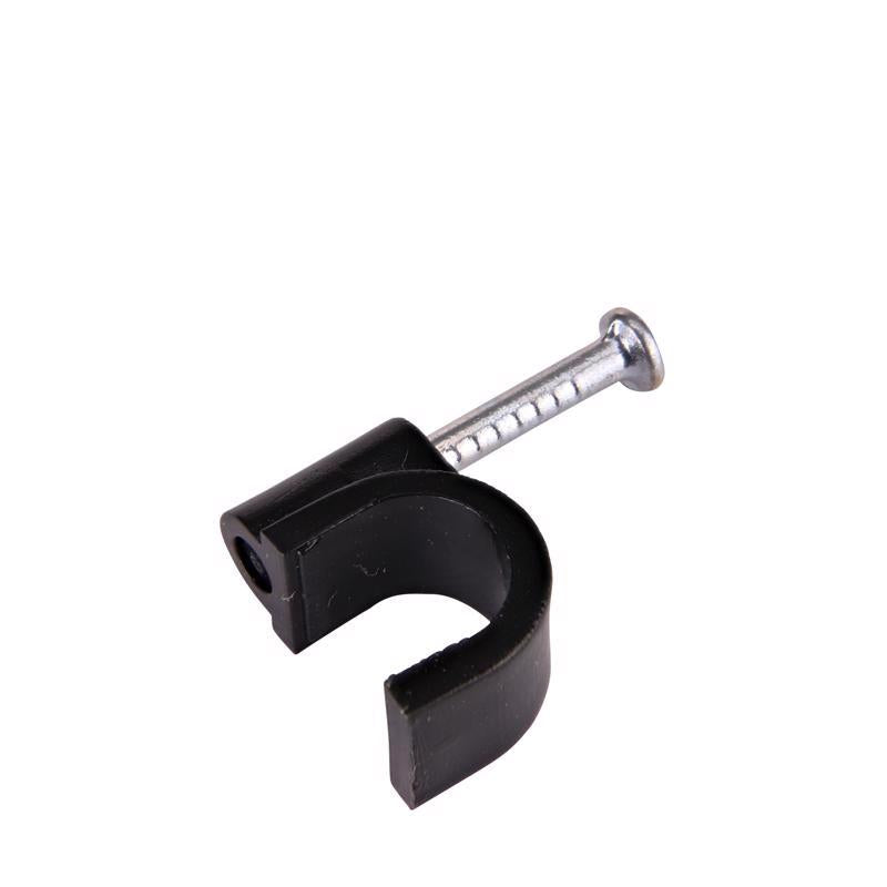 Emery Jensen drip irrigation clamp tube support, 1/4 inch size, used to secure tubing in irrigation systems.