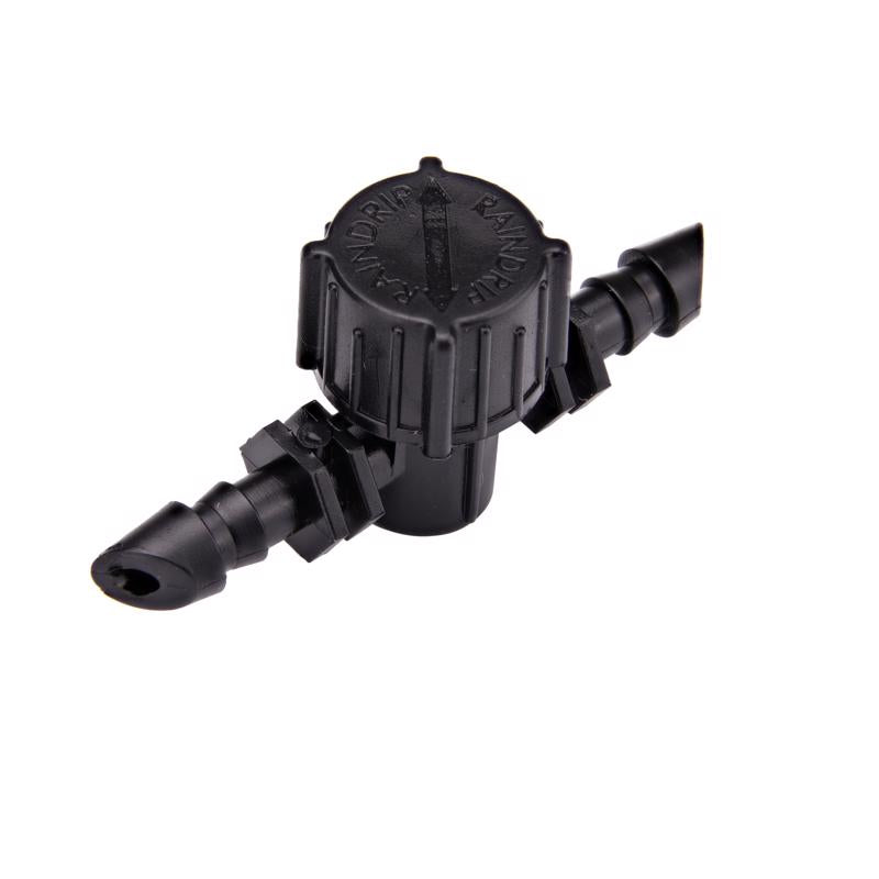 Emery Jensen 1/4 inch barb valve pair for drip irrigation systems, durable plastic fittings for garden watering setups.