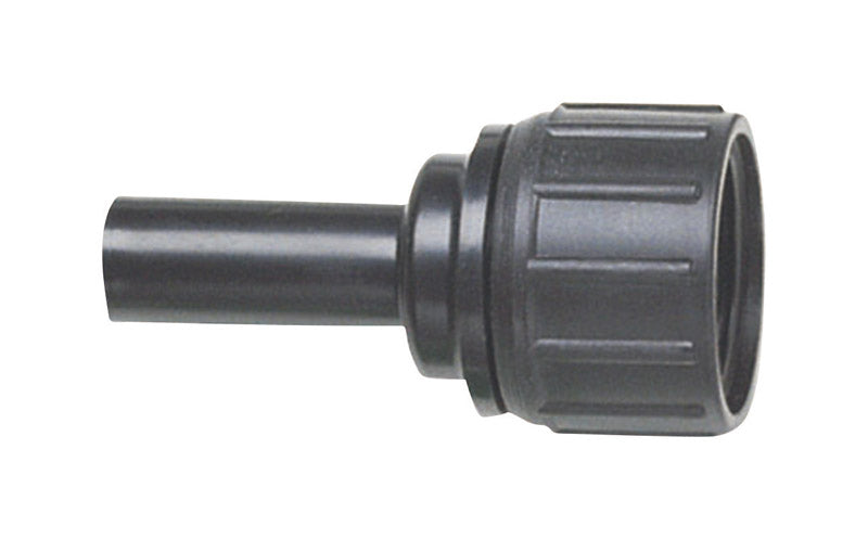 Emery Jensen drip adapter SWVL 1/4 inch for drip irrigation systems, durable plastic connection fitting.