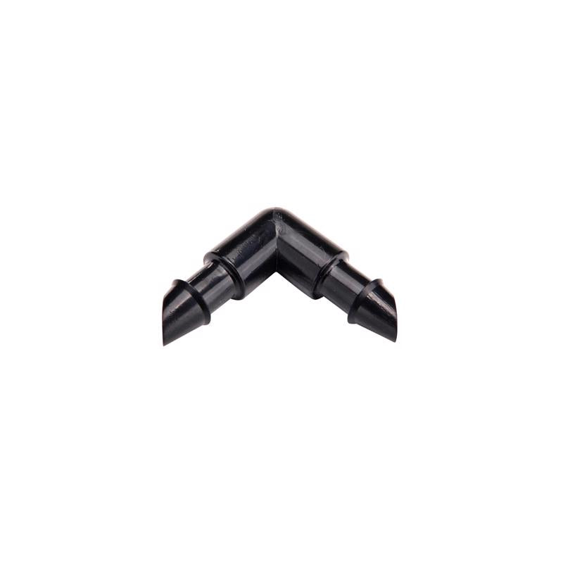 Emery Jensen drip irrigation fitting barb elbow 1/4 inch for connecting irrigation tubing and fixtures.
