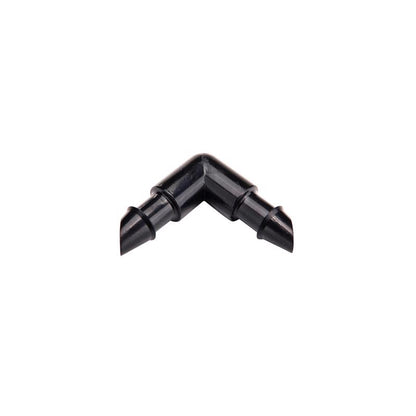 Emery Jensen drip irrigation fitting barb elbow 1/4 inch for connecting irrigation tubing and fixtures.