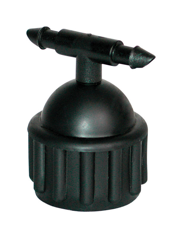 Emery Jensen drip irrigation riser adapter from 1/4 inch to 1/2 inch for garden watering systems.