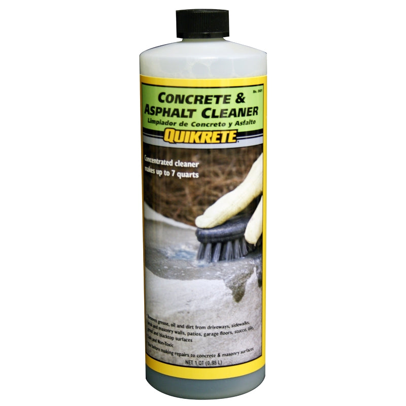 Emery Jensen concrete cleaner QT for driveways, showing a container of driveway cleaner on a concrete surface.