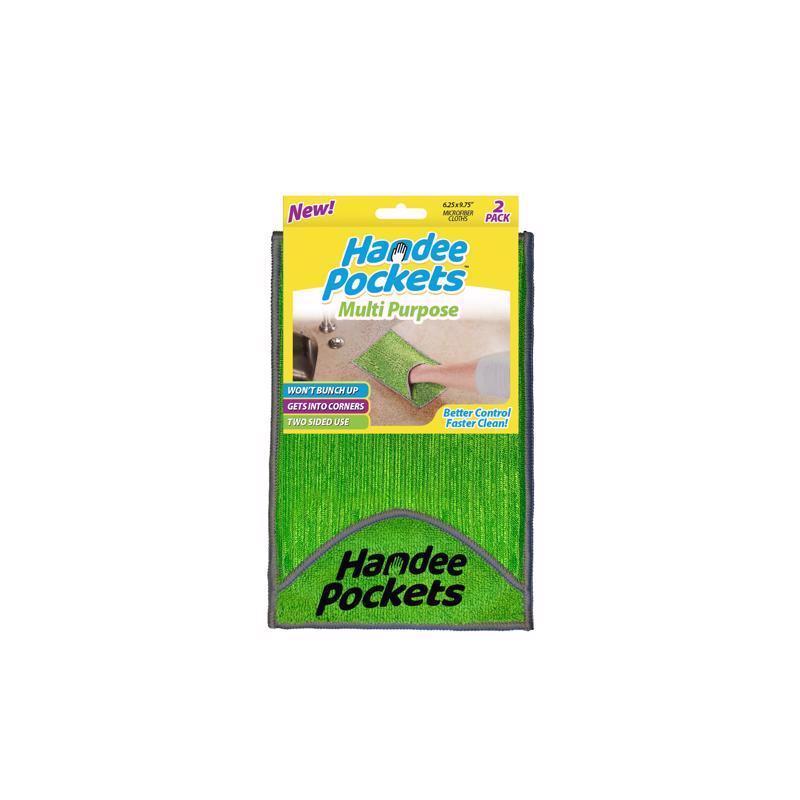 Pack of 6 Emery Jensen dust cloths in vibrant purple and green for effective cleaning and dusting around the home.