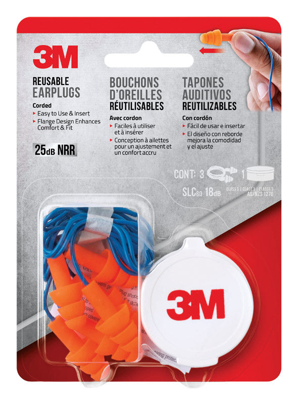 Emery Jensen corded ear plugs for ear protection, shown with the small, reusable ear protection device in a neutral setting.
