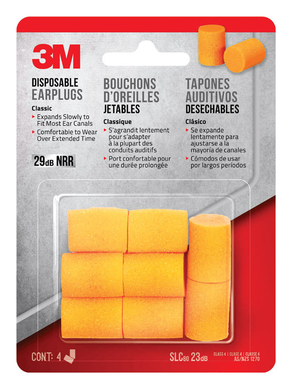 Emery Jensen disposable ear protection plugs in a 4-pack, designed for noise reduction and hearing safety.