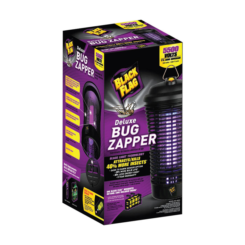 Emery Jensen electric bug zapper, 40W, designed for 1.5-acre area, with a black rectangular body and UV light for insect control.