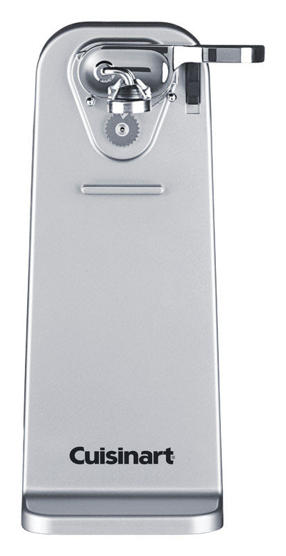 Emery Jensen DLX electric can opener in stainless steel, showcasing its compact design and easy-to-use opening mechanism.