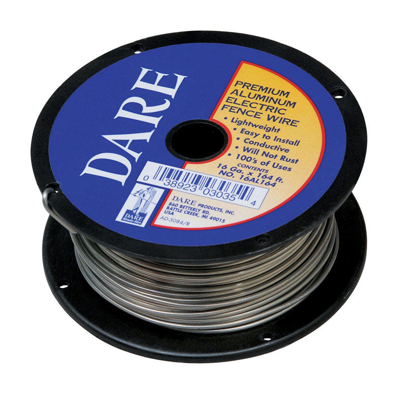 Emery Jensen electric fence wire 16GAX164 showing close-up of durable galvanized steel wire for livestock fencing.