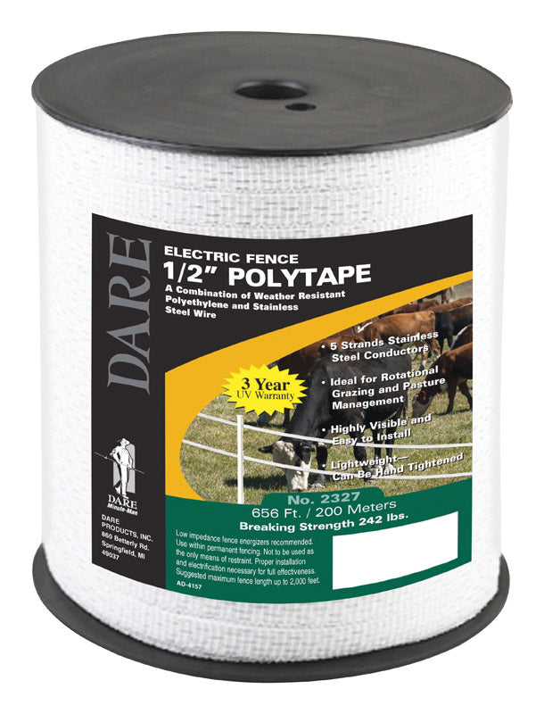 TAPE POLY 0.5"w WHITE