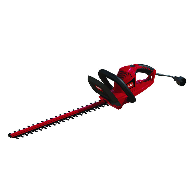 Emery Jensen 22-inch electric hedge trimmer with dual blades and ergonomic handle for trimming bushes and hedges.