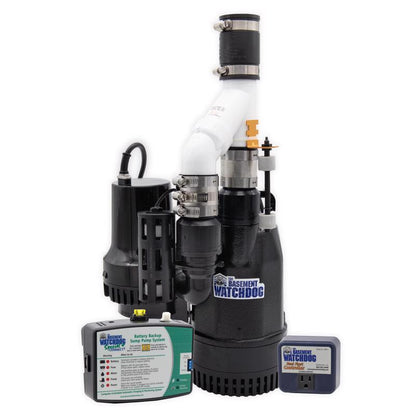 Emery Jensen 1/2HP electric sump pump combo with durable motor and waterproof casing for reliable basement water removal.