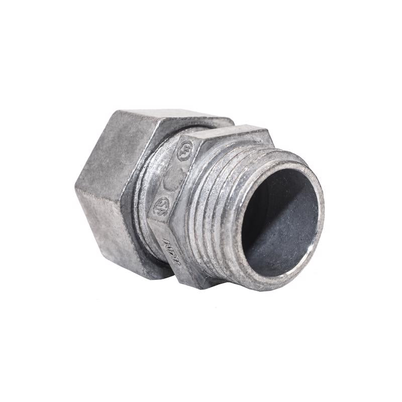 Emery Jensen 1/2-inch cord grip connector for electrical fittings, showing metal threaded body and rubber sealing components.