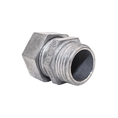 Emery Jensen 1/2-inch cord grip connector for electrical fittings, showing metal threaded body and rubber sealing components.