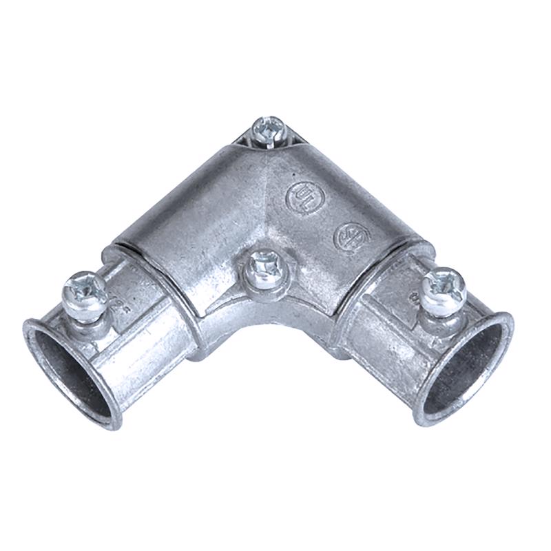 Emery Jensen 1/2-inch 90-degree pull elbow for electrical metal conduit, showing the metallic elbow fitting for electrical wiring.