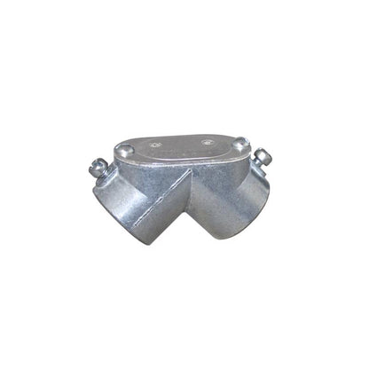 Emery Jensen 1/2" EMT pull elbow for electrical metal conduit, used in electrical wiring installations.