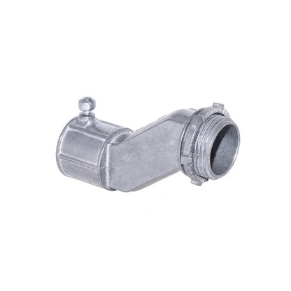 Emery Jensen 1/2-inch offset S screw connector for electrical metal conduit, showing metallic finish and threaded connection.